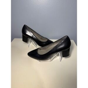 Aerosoles Black Leather Pointed Toe Block Heel Pumps Women's Size 10